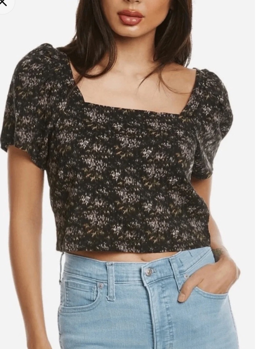 Madewell woven print crop top cap sleeves size small/medium
